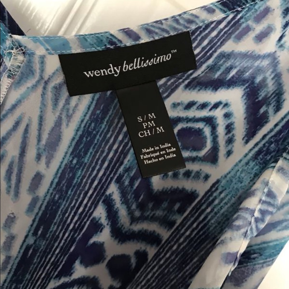 Open shoulder blue blouse